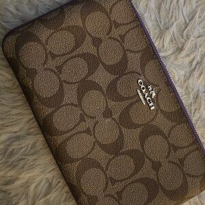 COACH plum purple & signature C Wristlet